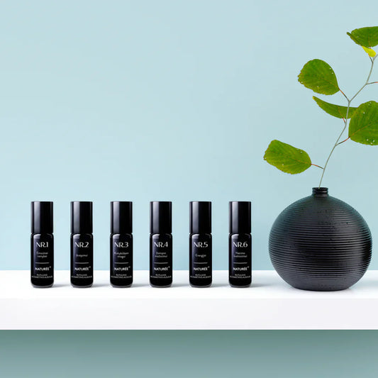 Aromaterapiniai rutuliniai aliejai su eteriniais aliejais ir baziniu aliejumi