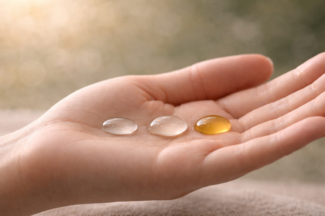 Sausos ir jautrios odos priežiūra - hidrolatas, serumas ir aliejus sudarantys 3 žingsnių drėkinimo rutiną